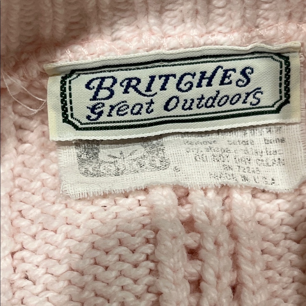VINTAGE Britches Pink COTTON CABLE Knit Sweater, MADE IN THE USA, WOMEN SIZE XL - Picture 3 of 7